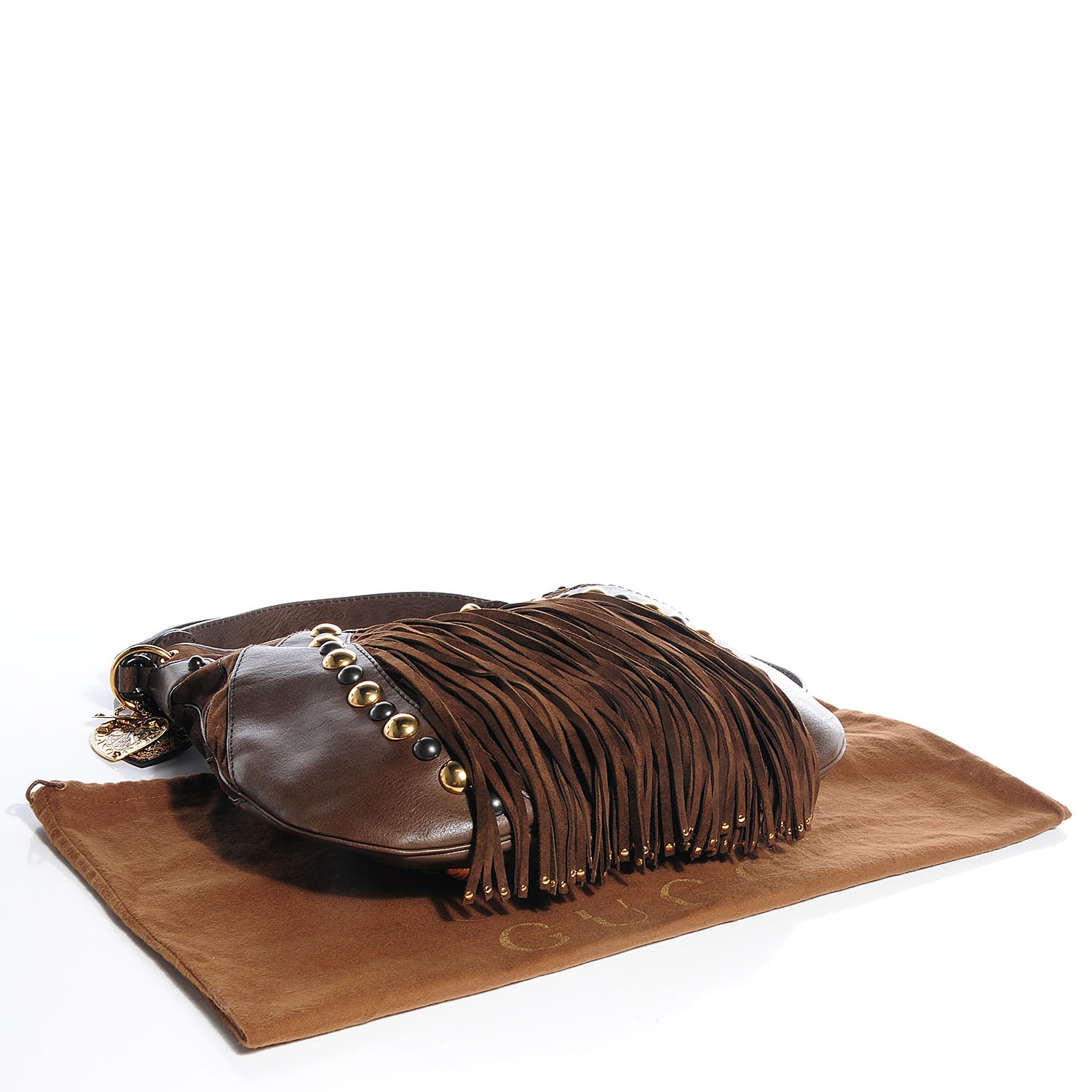 Gucci Leather Suede Fringe Babouska Hobo Brown 4 of 9