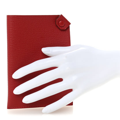 Hermes Chevre Mysore Tarmac PM Passport Holder Rouge Casaque 2 of 6