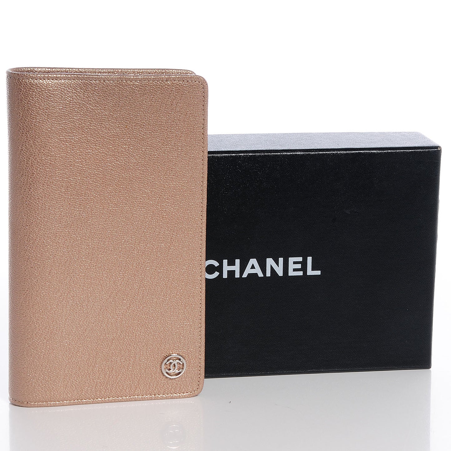Metallic Calfskin Yen Wallet Gold