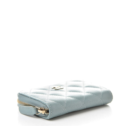 Chanel Iridescent Caviar Quilted Zip Coin Purse Light Blue 4 of 8
