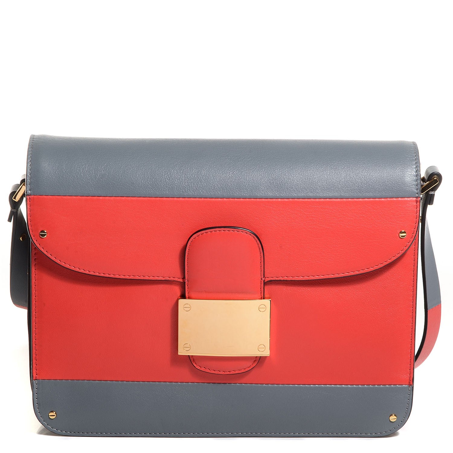 Valentino Garavani Calfskin Rivet Colorblock Shoulder Bag Grey Red 1 of 9