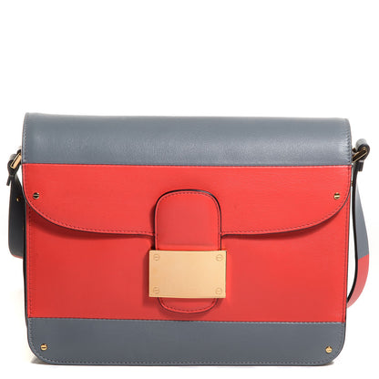 Valentino Garavani Calfskin Rivet Colorblock Shoulder Bag Grey Red 1 of 9