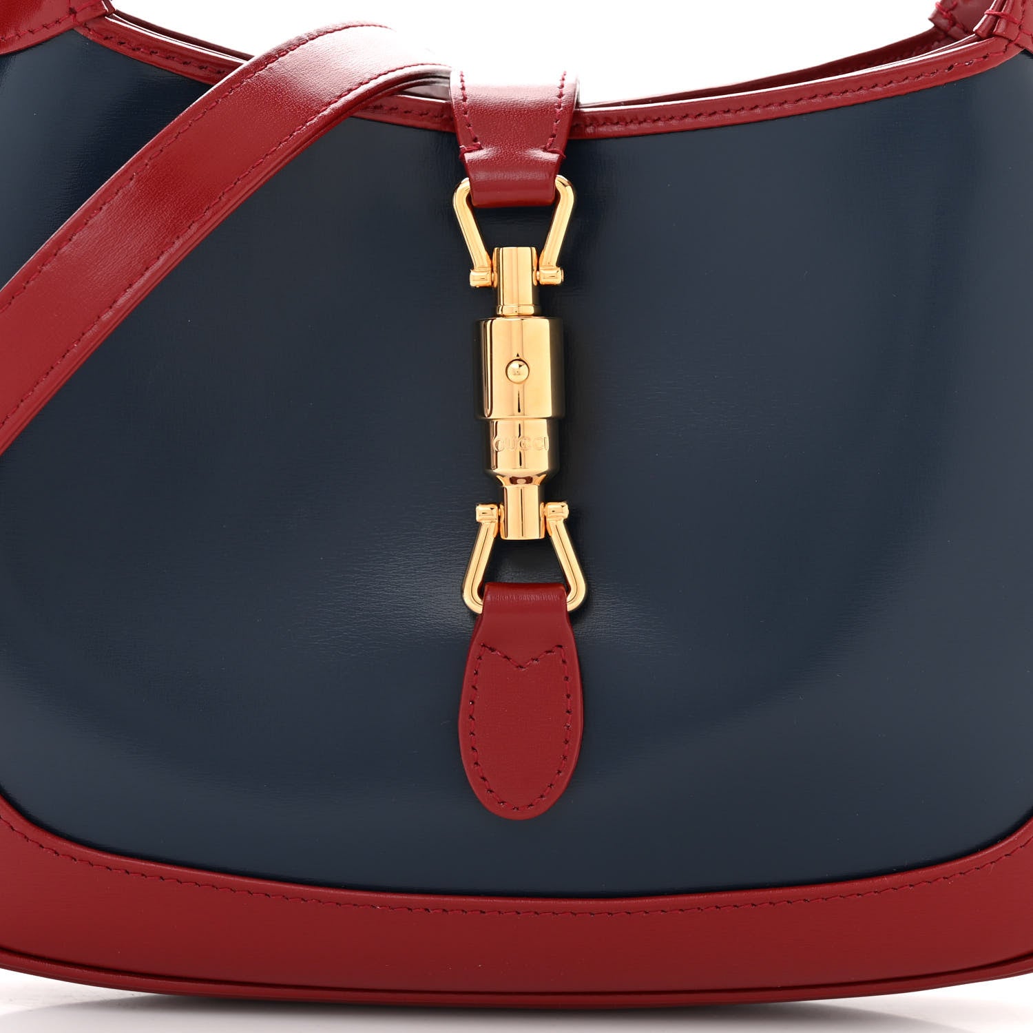 Gucci Boarded Dyana Lux Calfskin Bi-Color Small Jackie 1961 Hobo Blue Agata New Cherry Red 8 of 10