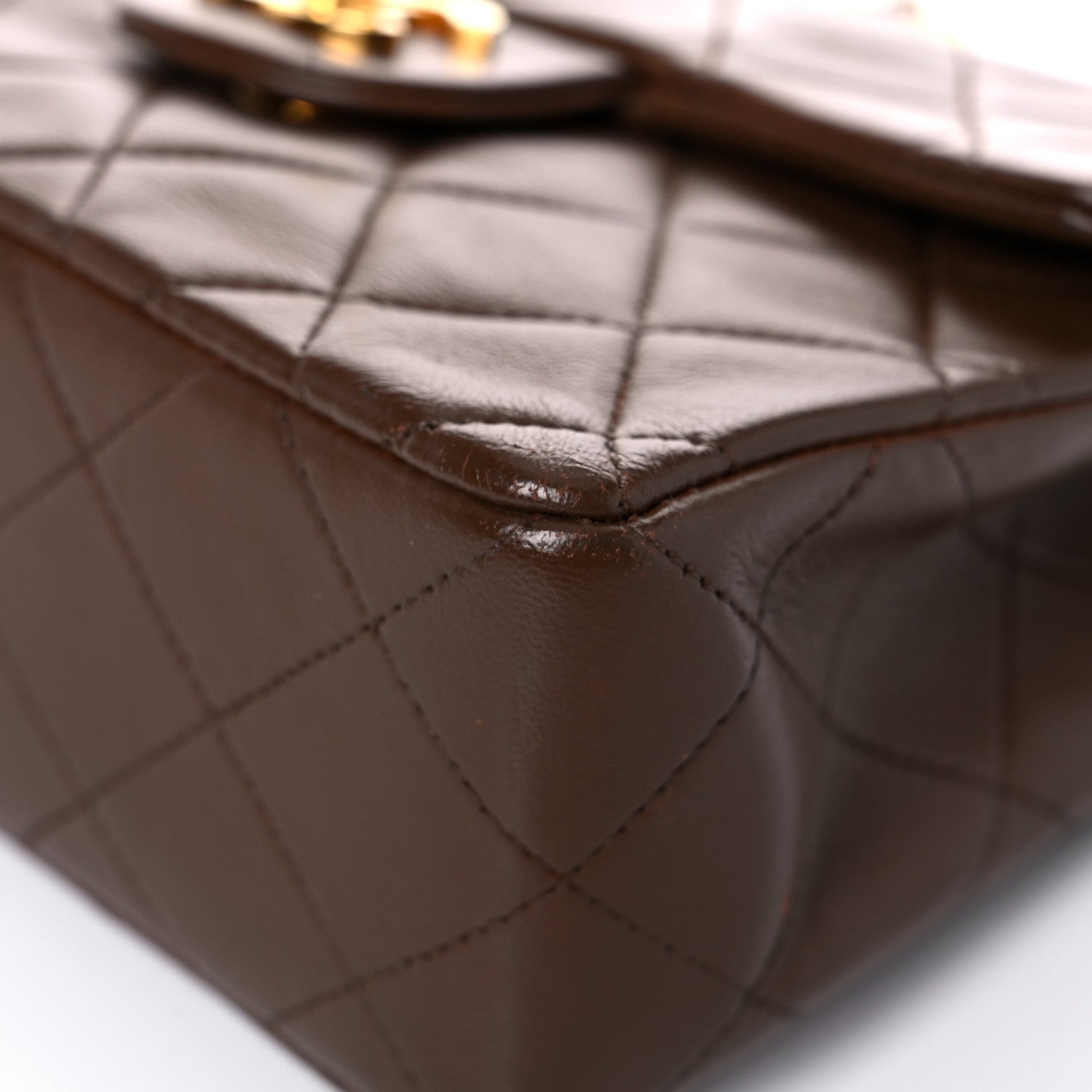 Chanel Lambskin Quilted Mini Square Flap Dark Brown 8 of 15
