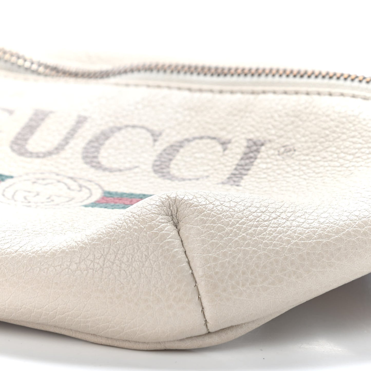 Grained Calfskin Small Logo Belt Bag White