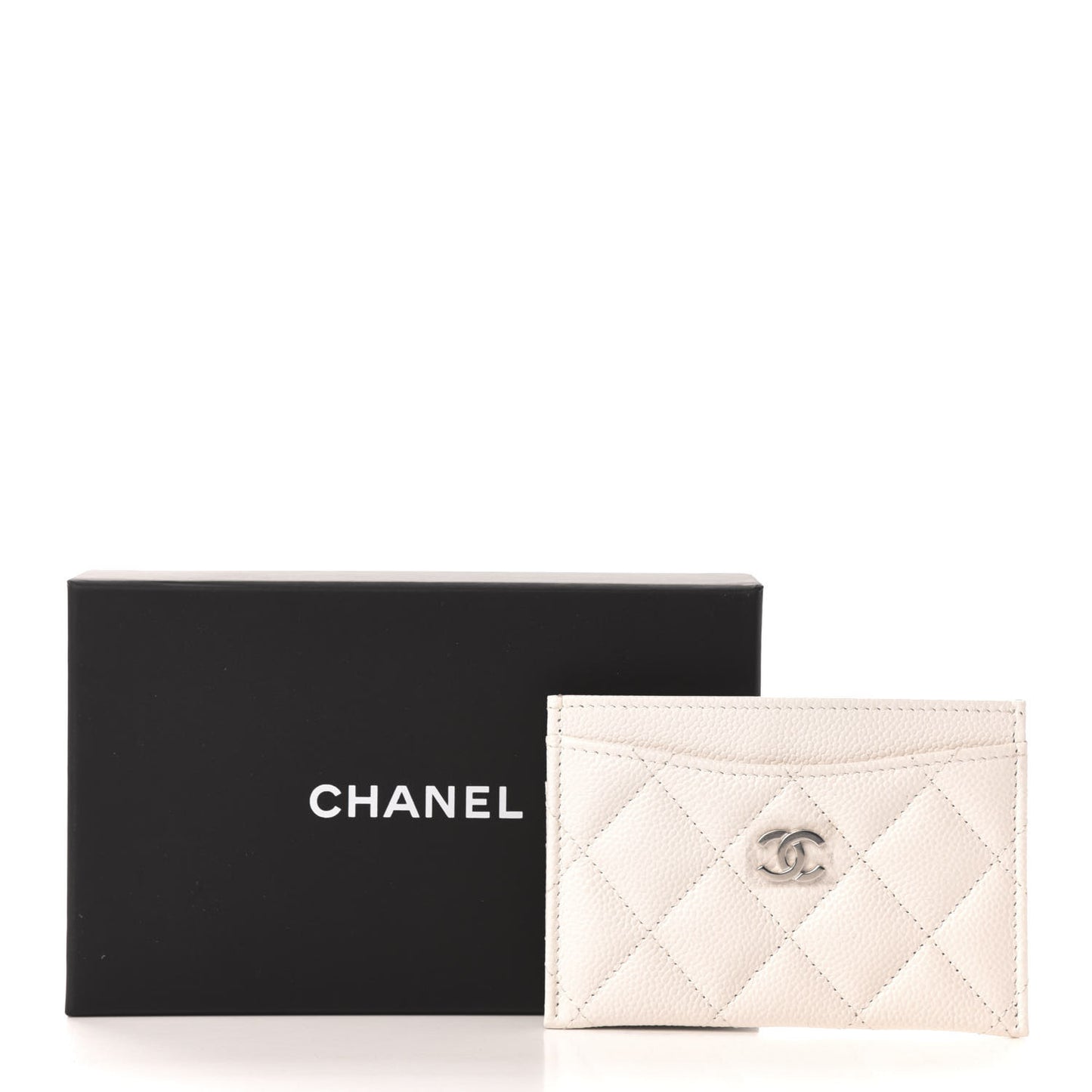 Caviar Quilted Card Holder White