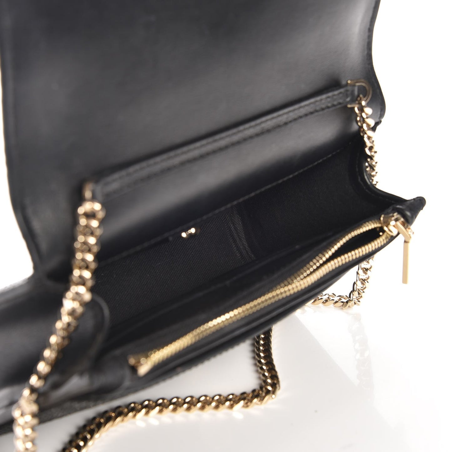 Calfskin Palazzo Crystal Chain Evening Bag Black