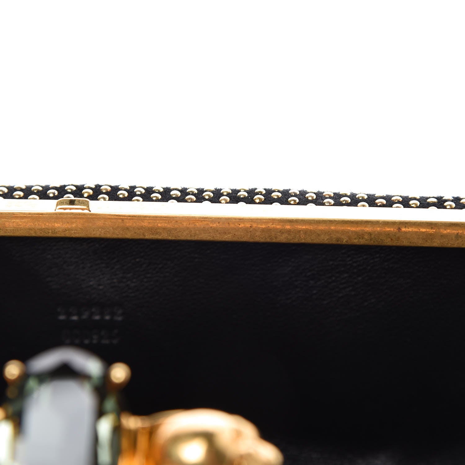 Alexander McQueen Suede Studded Skull Knuckle Box Clutch Black 8 of 10