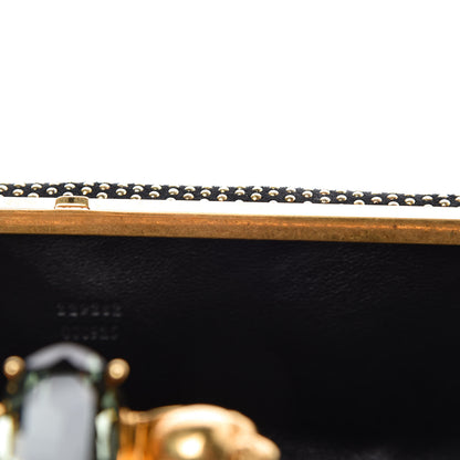 Alexander McQueen Suede Studded Skull Knuckle Box Clutch Black 8 of 10