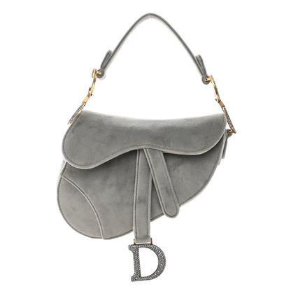 Christian Dior Velvet Crystal Mini Saddle Bag Grey 1 of 9