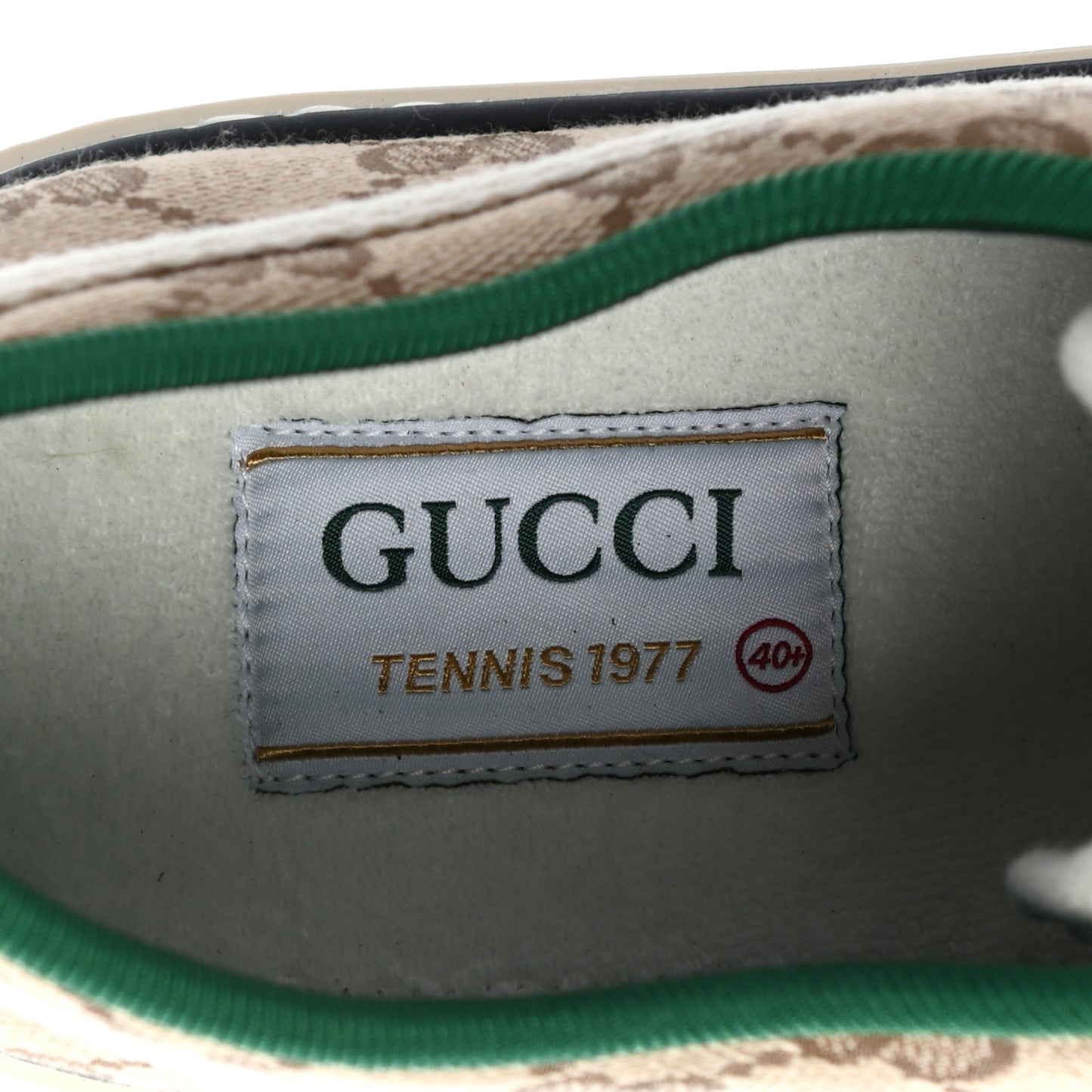 GG Monogram Web Womens 1977 Tennis Sneakers 40.5 Beige Ebony Mystic White