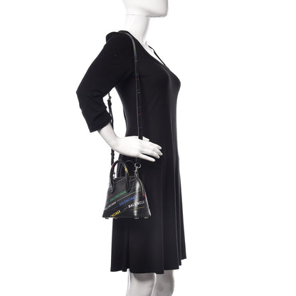 Balenciaga Calfskin Logo Print XXS Ville Top Handle Bag Black Multicolor 2 of 19
