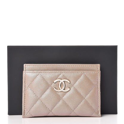 Chanel Iridescent Caviar Quilted Card Holder Beige 9 of 9