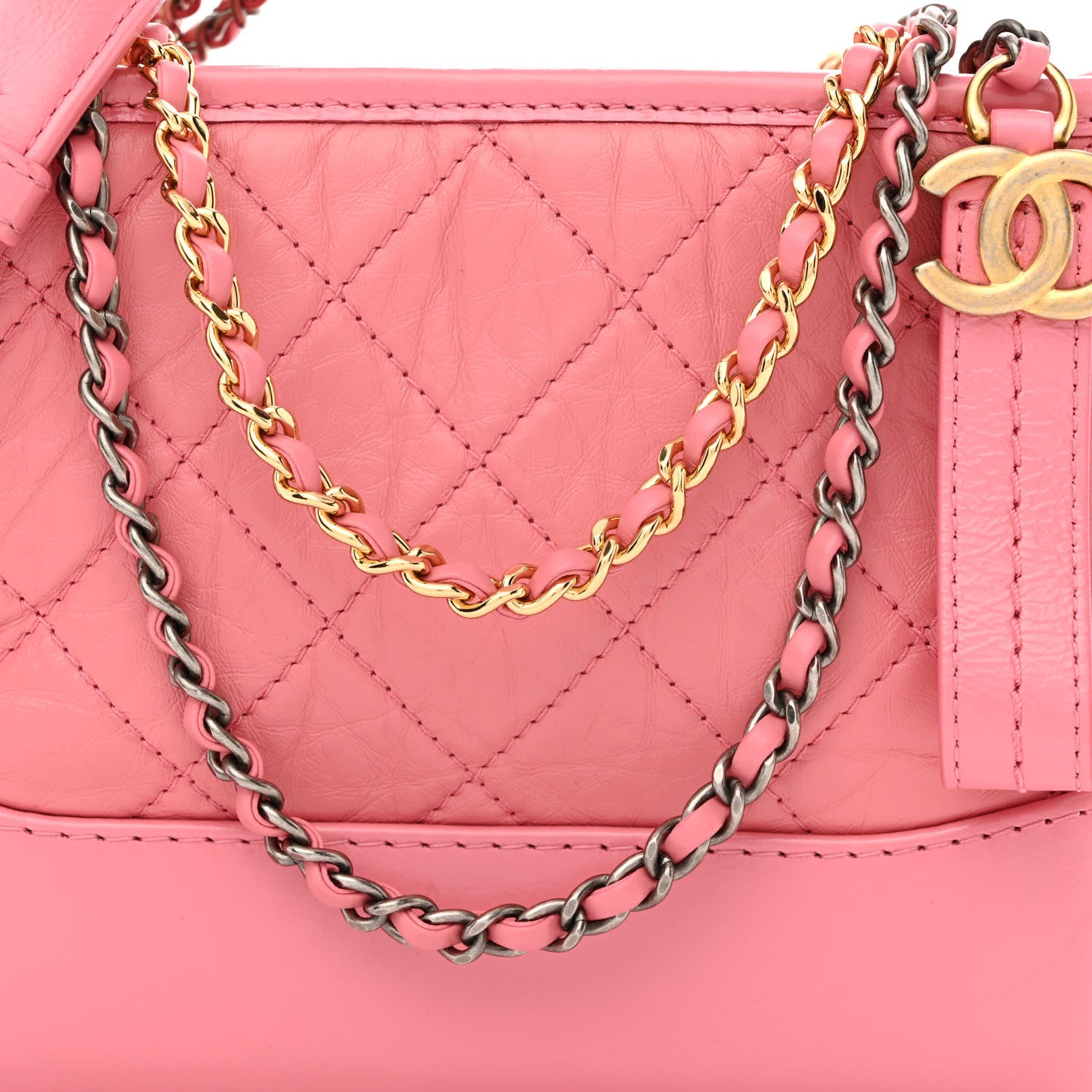 Chanel Aged Calfskin Quilted Small Gabrielle Logo Hobo Rose 8 of 13