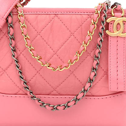 Chanel Aged Calfskin Quilted Small Gabrielle Logo Hobo Rose 8 of 13