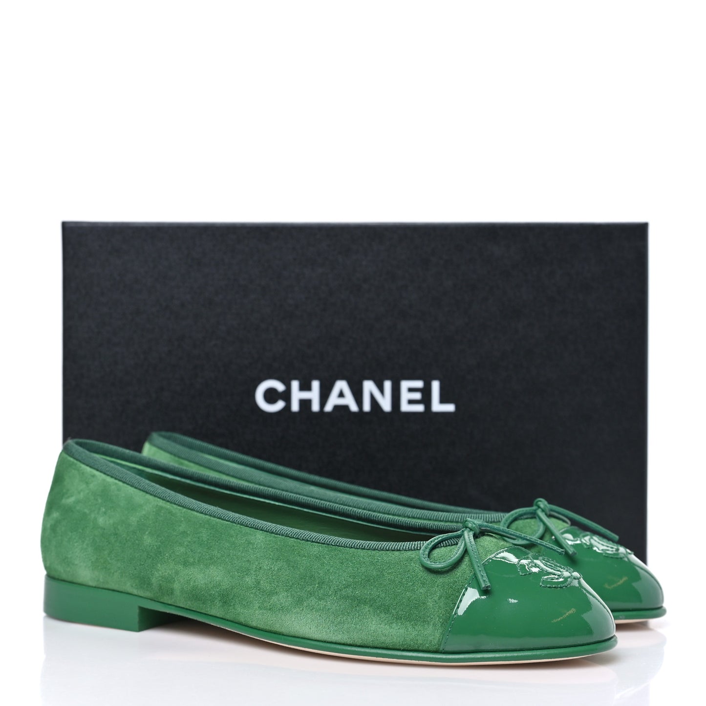 Suede Patent Cap Toe CC Ballerina Flats 37.5 Green