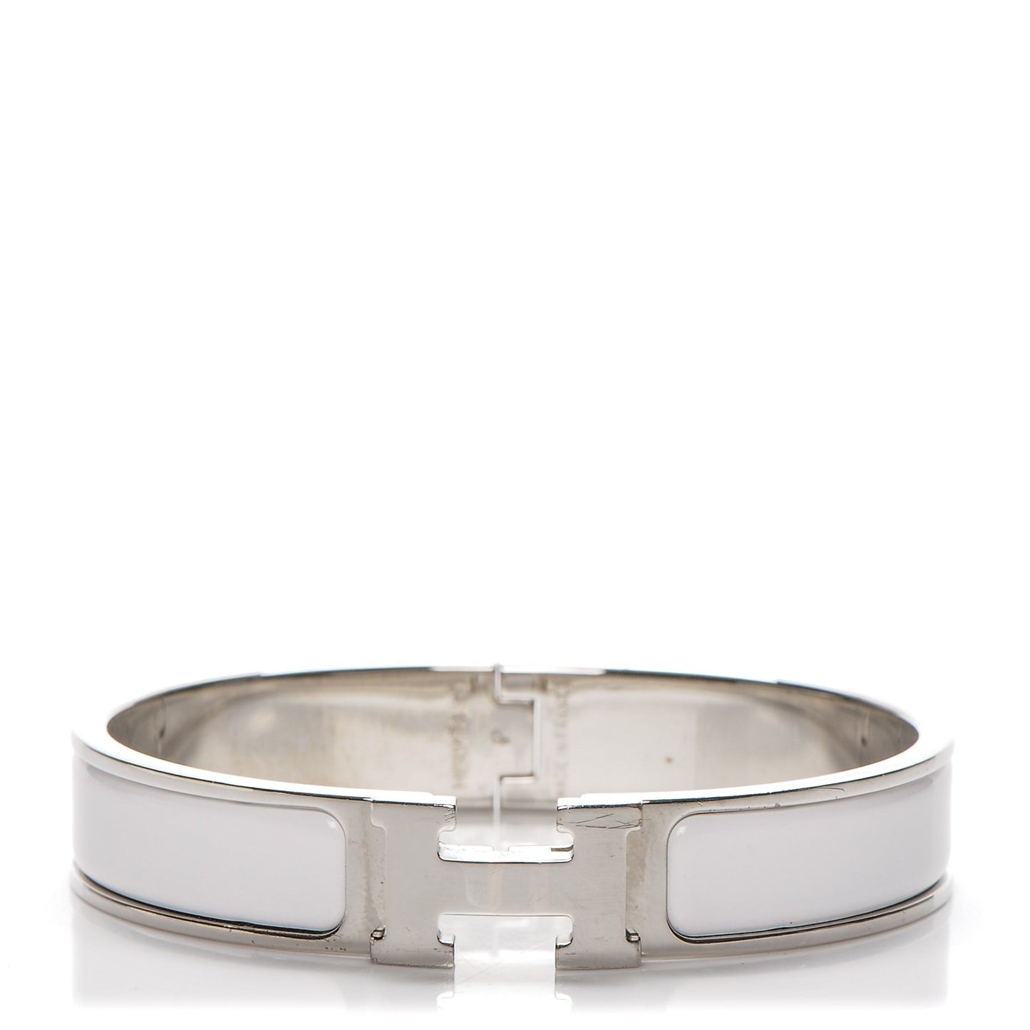 Enamel Narrow Clic Clac H Bracelet PM White