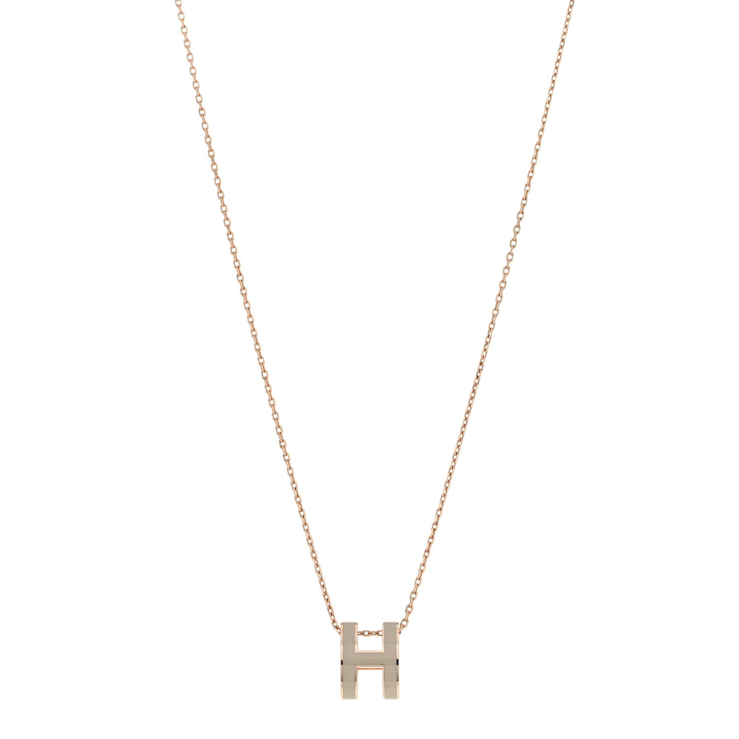 Lacquered Rose Gold Pop H Pendant Necklace Marron Glace