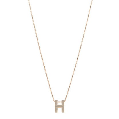 Hermes Lacquered Rose Gold Pop H Pendant Necklace Marron Glace 1 of 4