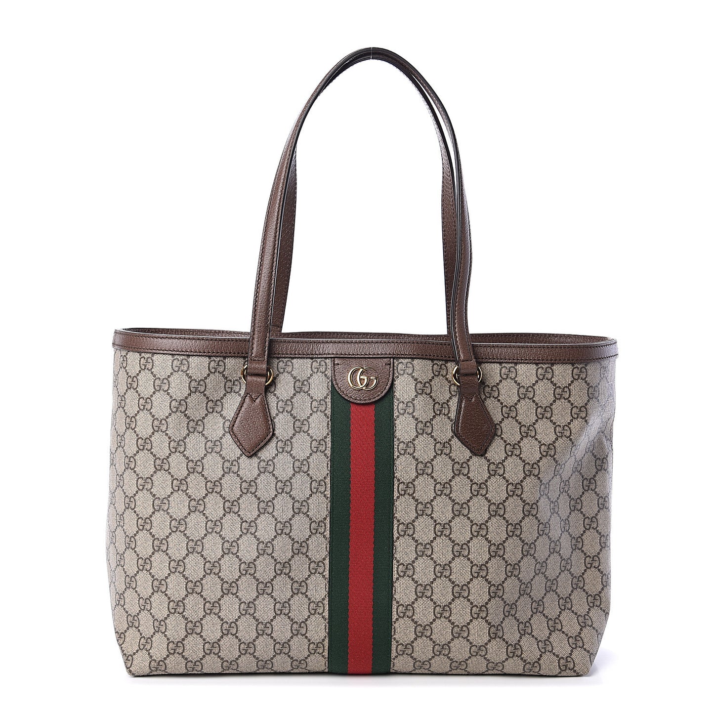 GG Supreme Monogram Medium Ophidia Shopping Tote Brown