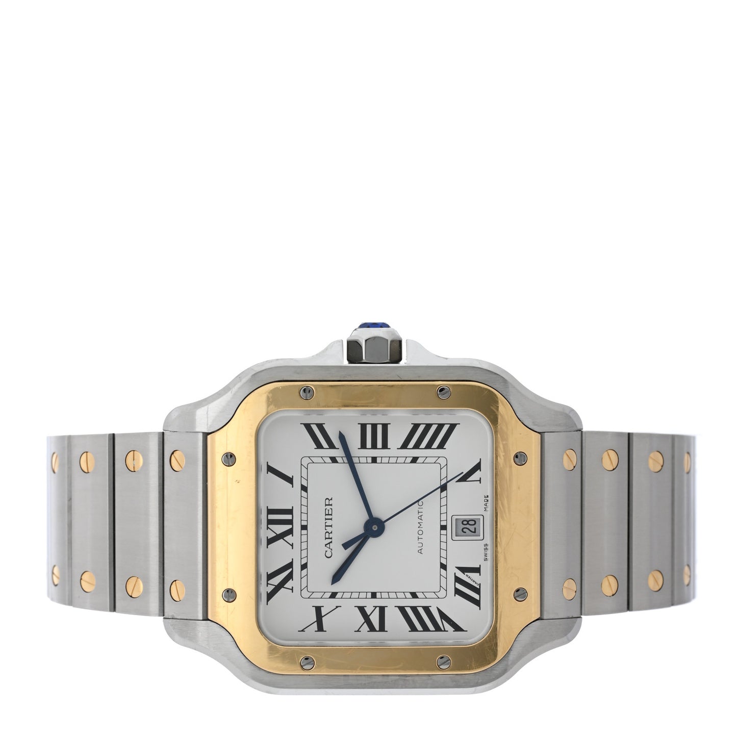 Stainless Steel 18K Yellow Gold 39.8mm Santos De Cartier Automatic Watch