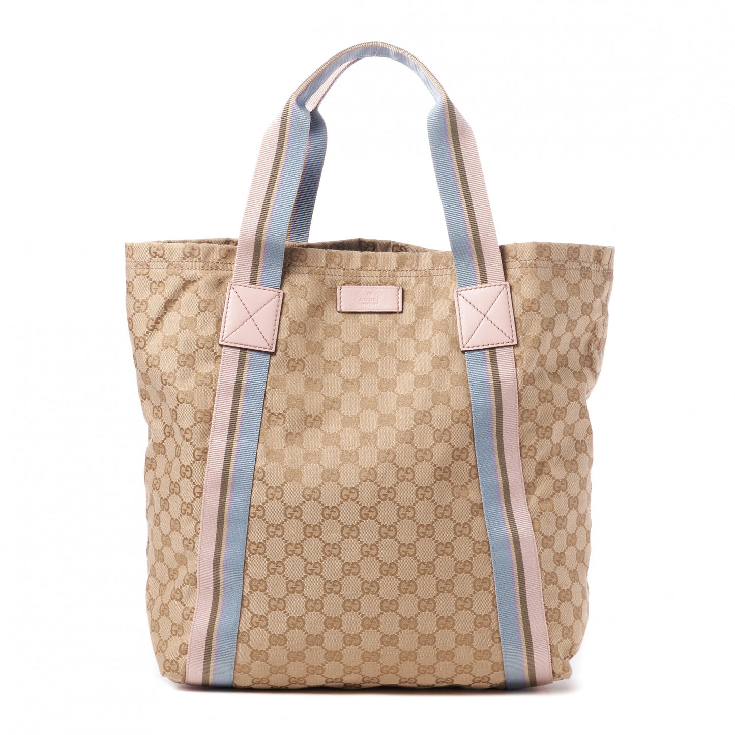 GG Monogram Medium Web Handle Vertical Tote Pink Blue