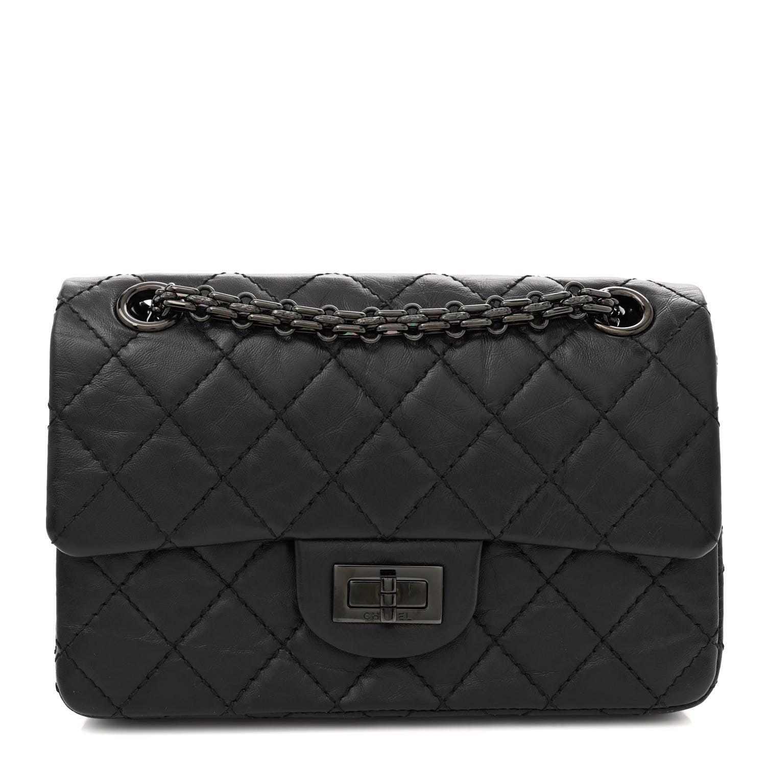 Chanel Aged Calfskin Quilted 2.55 Reissue Mini Flap So Black 1 of 10