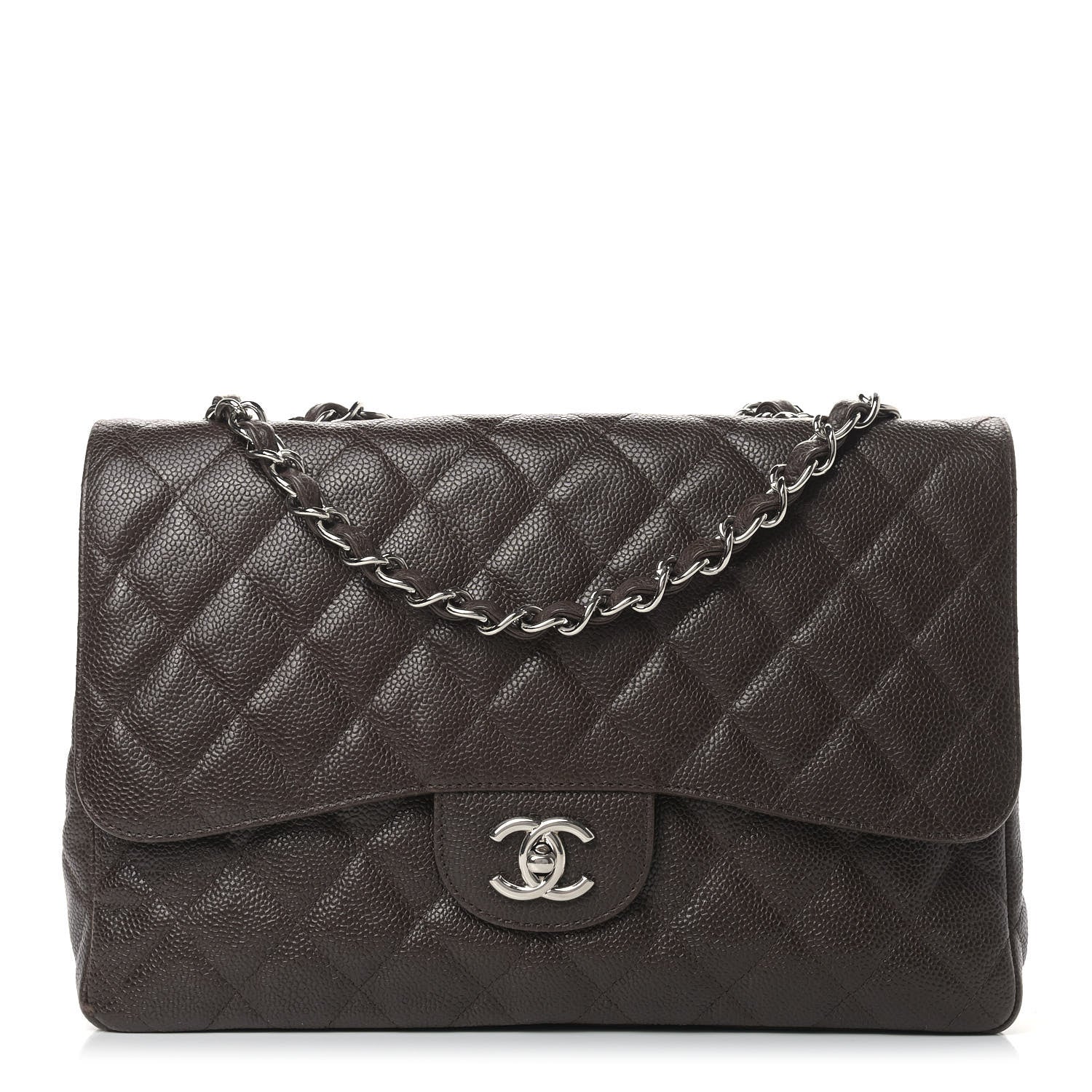 Chanel Caviar Quilted Jumbo Single Flap Dark Brown 1 of 13