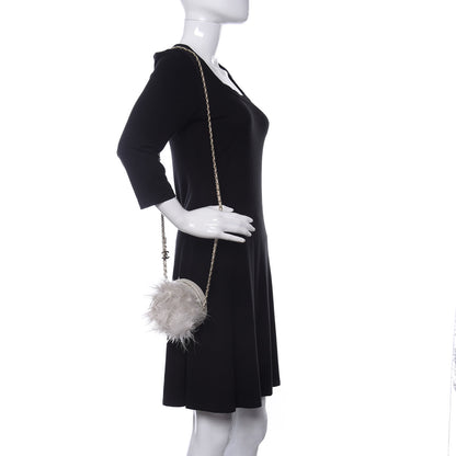 Chanel Lambskin Fur Quilted Round Clutch With Chain Ivory 2 of 10