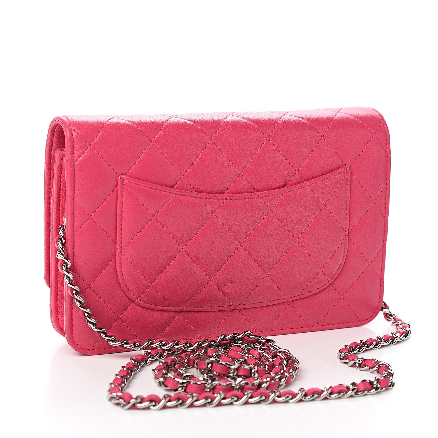 Chanel Lambskin Quilted Wallet On Chain WOC Pink 2 of 12
