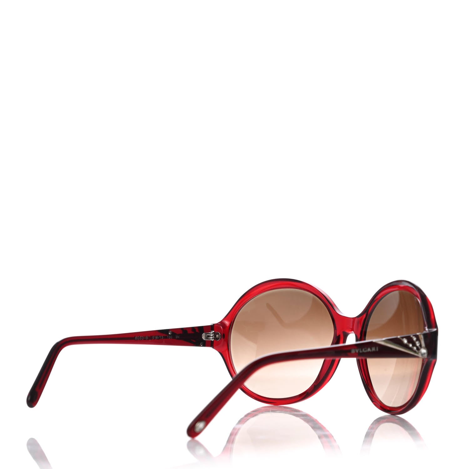 Bulgari Round Crystal Sunglasses 8033-B Red 4 of 8
