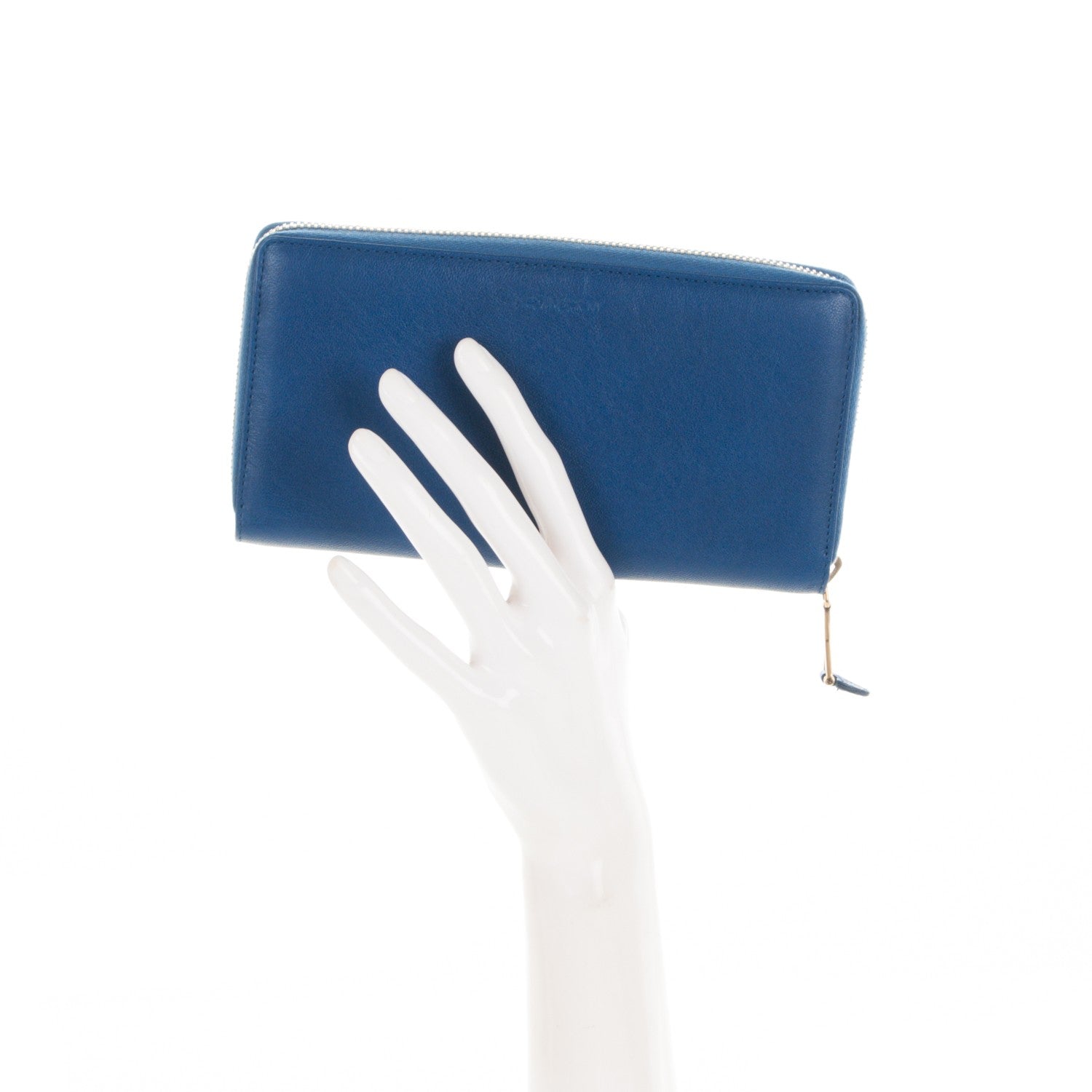Saint Laurent Sheepskin ChYc Zip Around Wallet Blue 2 of 5