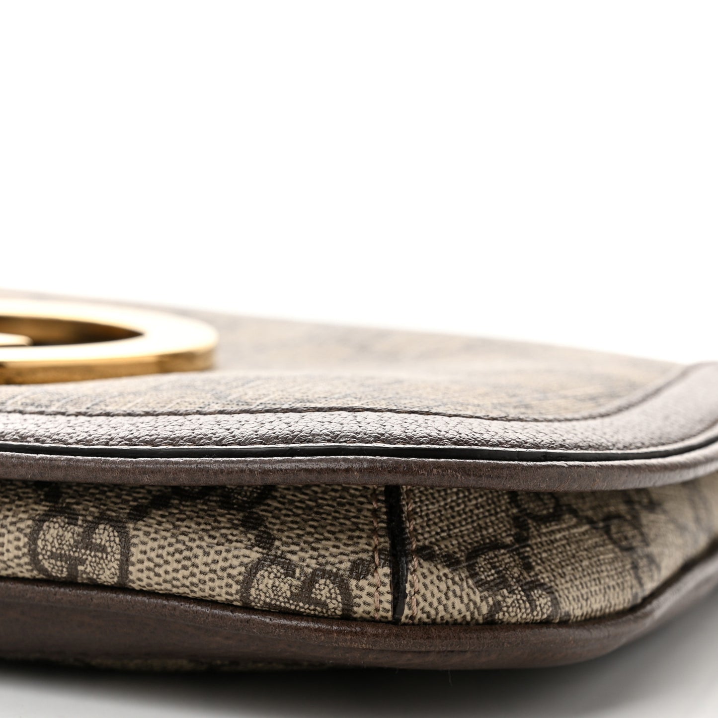 GG Supreme Monogram Textured Dollar Calfskin Blondie Chain Shoulder Flap Bag Beige Ebony New Acero