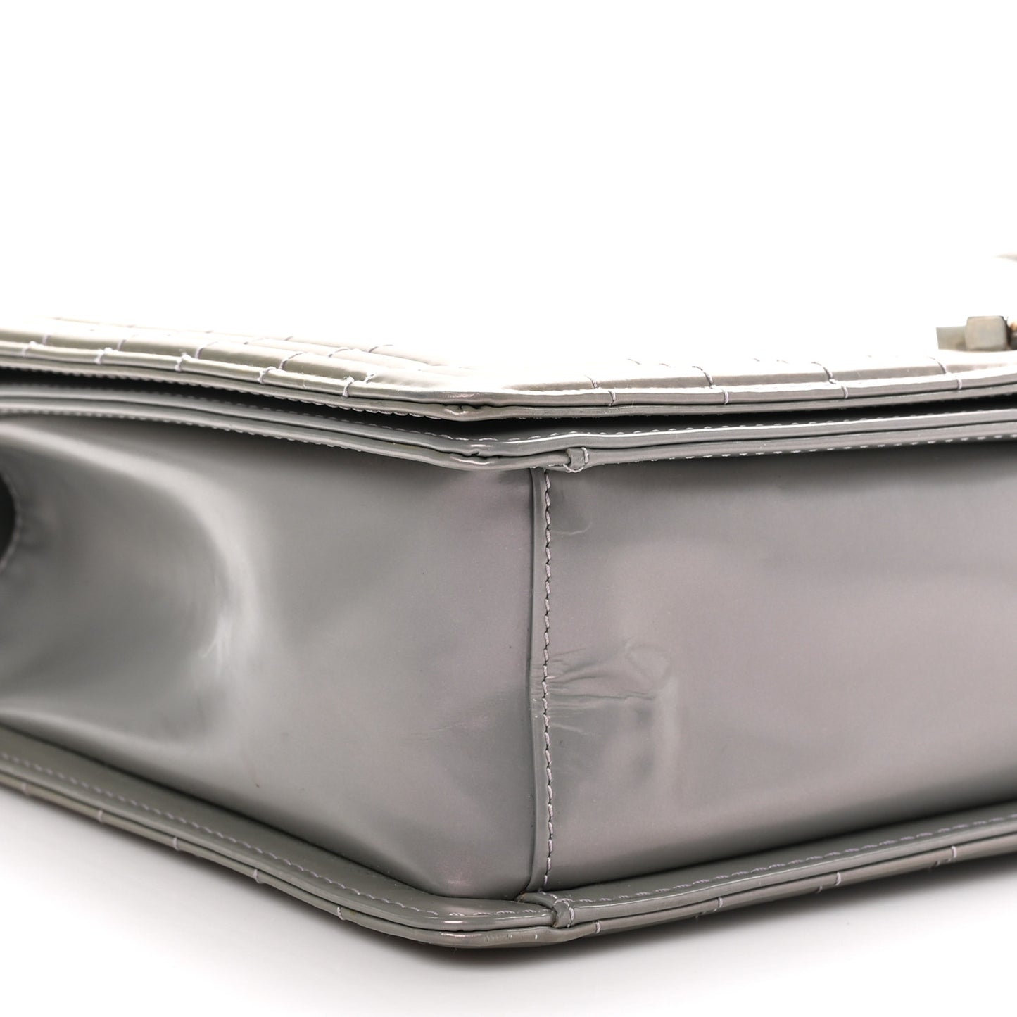 Glazed Calfskin Large Boy Flap Grey