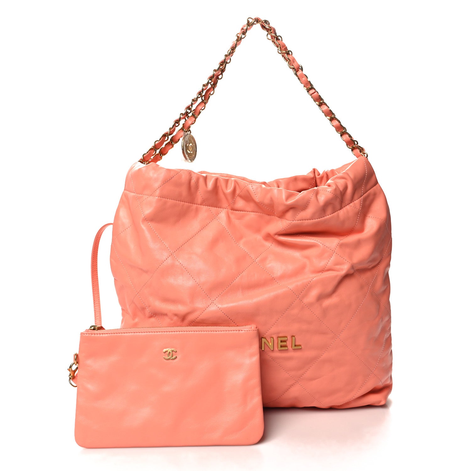 Chanel Shiny Calfskin Quilted Chanel 22 Light Orange 3 of 11