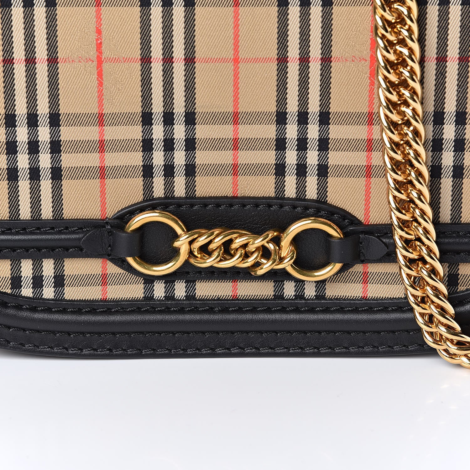 Burberry Smooth Calfskin 1983 Knight Check Link Shoulder Bag Black 9 of 9