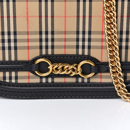 Burberry Smooth Calfskin 1983 Knight Check Link Shoulder Bag Black 9 of 9