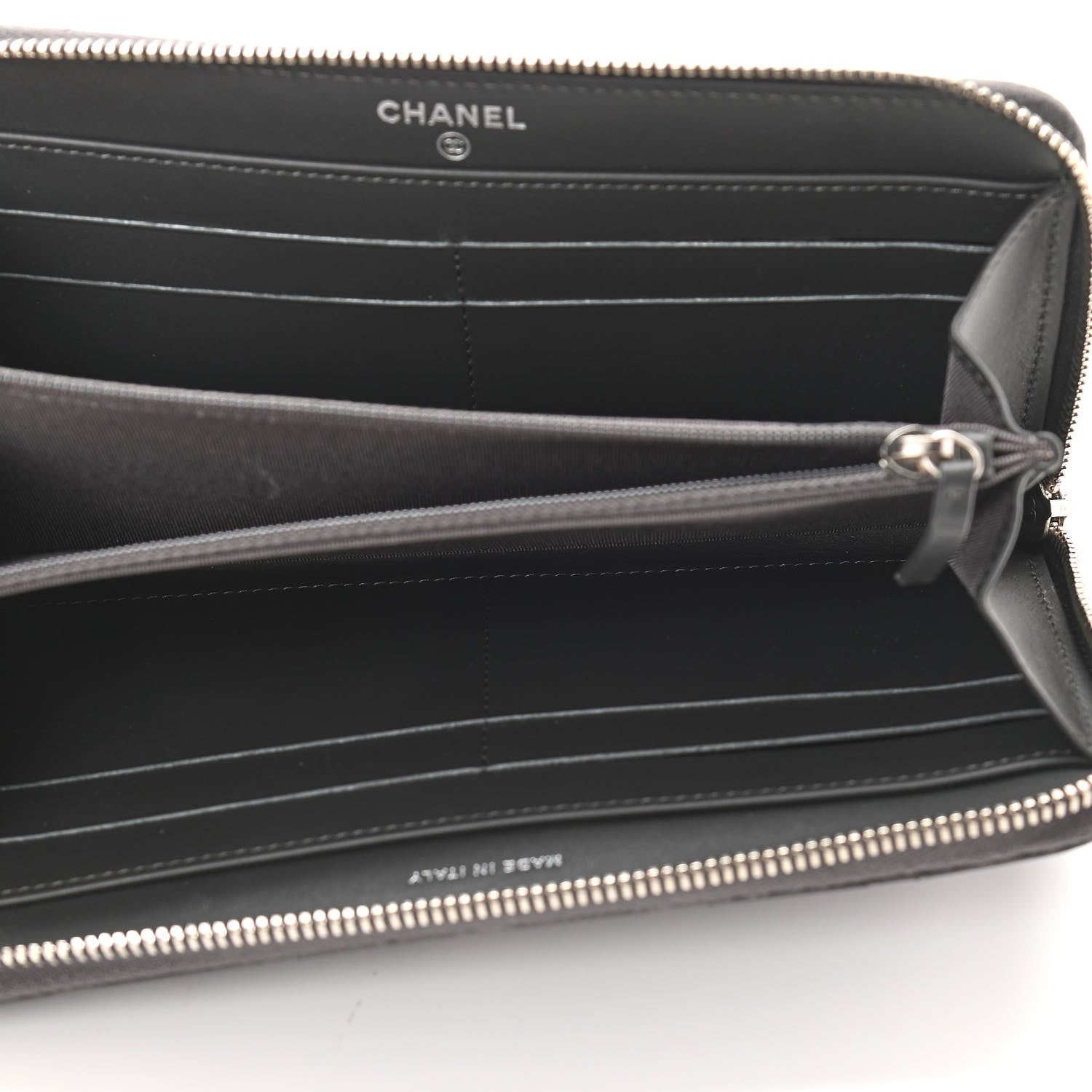 Chanel Patent Calfskin Zip Around Wallet Dark Grey 5 of 11
