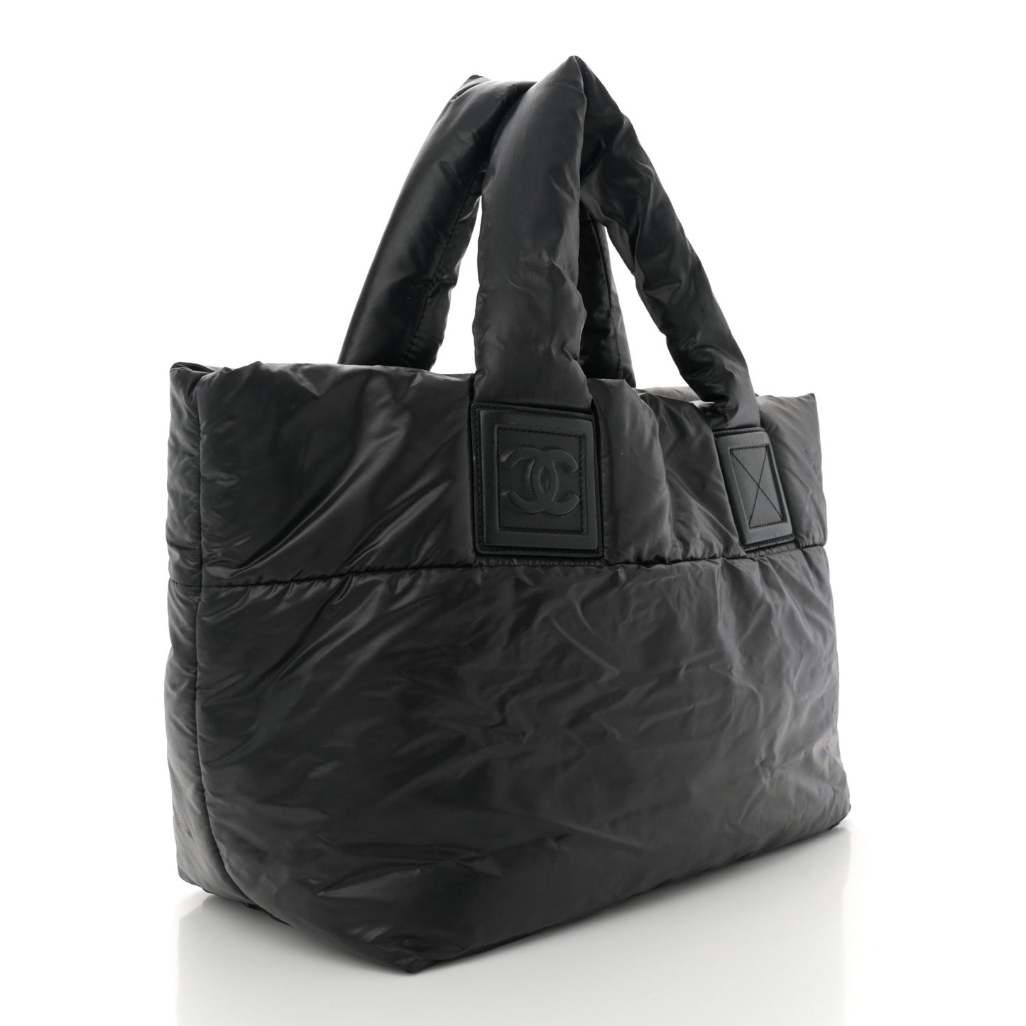 Nylon Quilted Small Coco Cocoon Reversible Tote Black