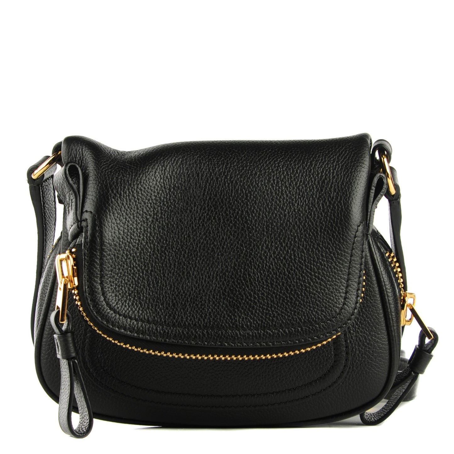 Pebbled Calfskin Jennifer Mini Crossbody Bag Black