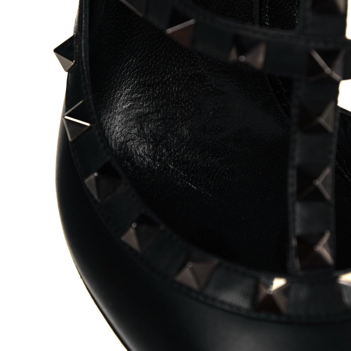 Calfskin Nappa Rockstud Ankle Strap 100mm Pumps 37.5 Black