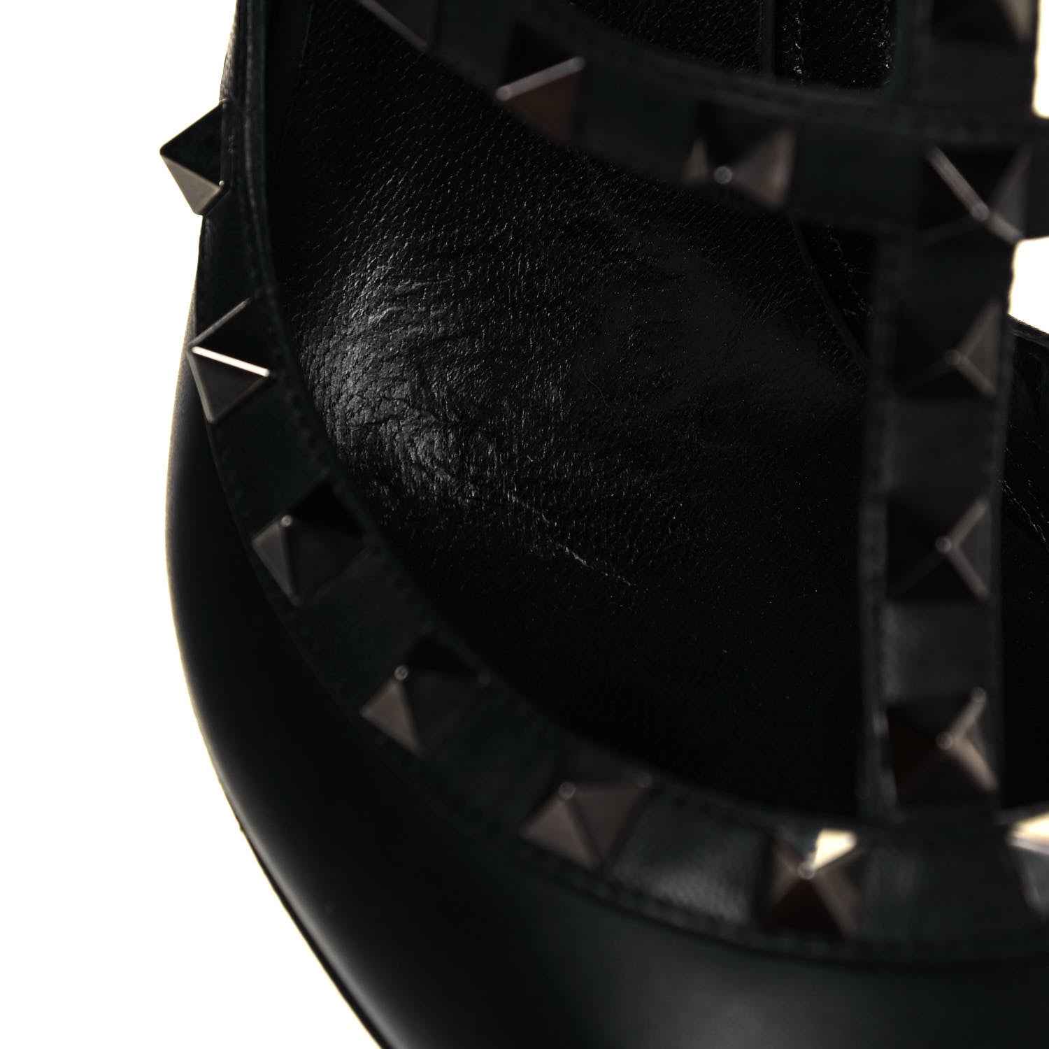Valentino Garavani Calfskin Nappa Rockstud Ankle Strap 100mm Pumps 37.5 Black 6 of 7