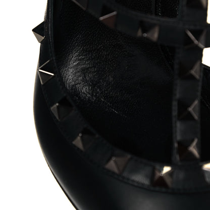 Valentino Garavani Calfskin Nappa Rockstud Ankle Strap 100mm Pumps 37.5 Black 6 of 7