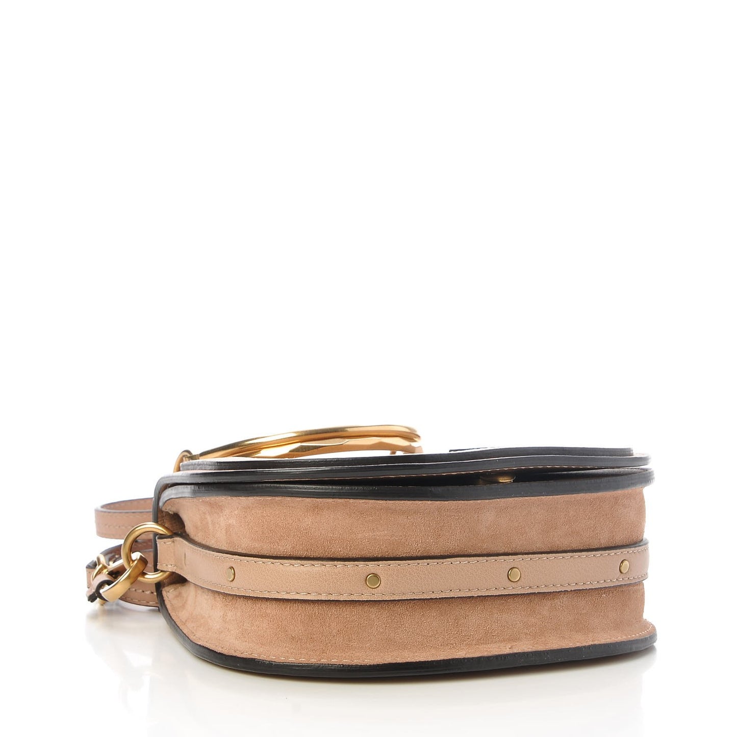 Calfskin Suede Small Nile Bracelet Bag Biscotti Beige