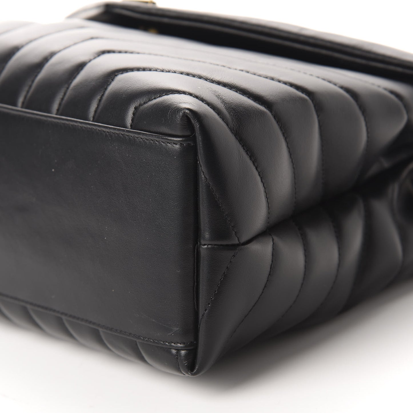 Calfskin Y Quilted Monogram Medium Loulou Chain Satchel Black