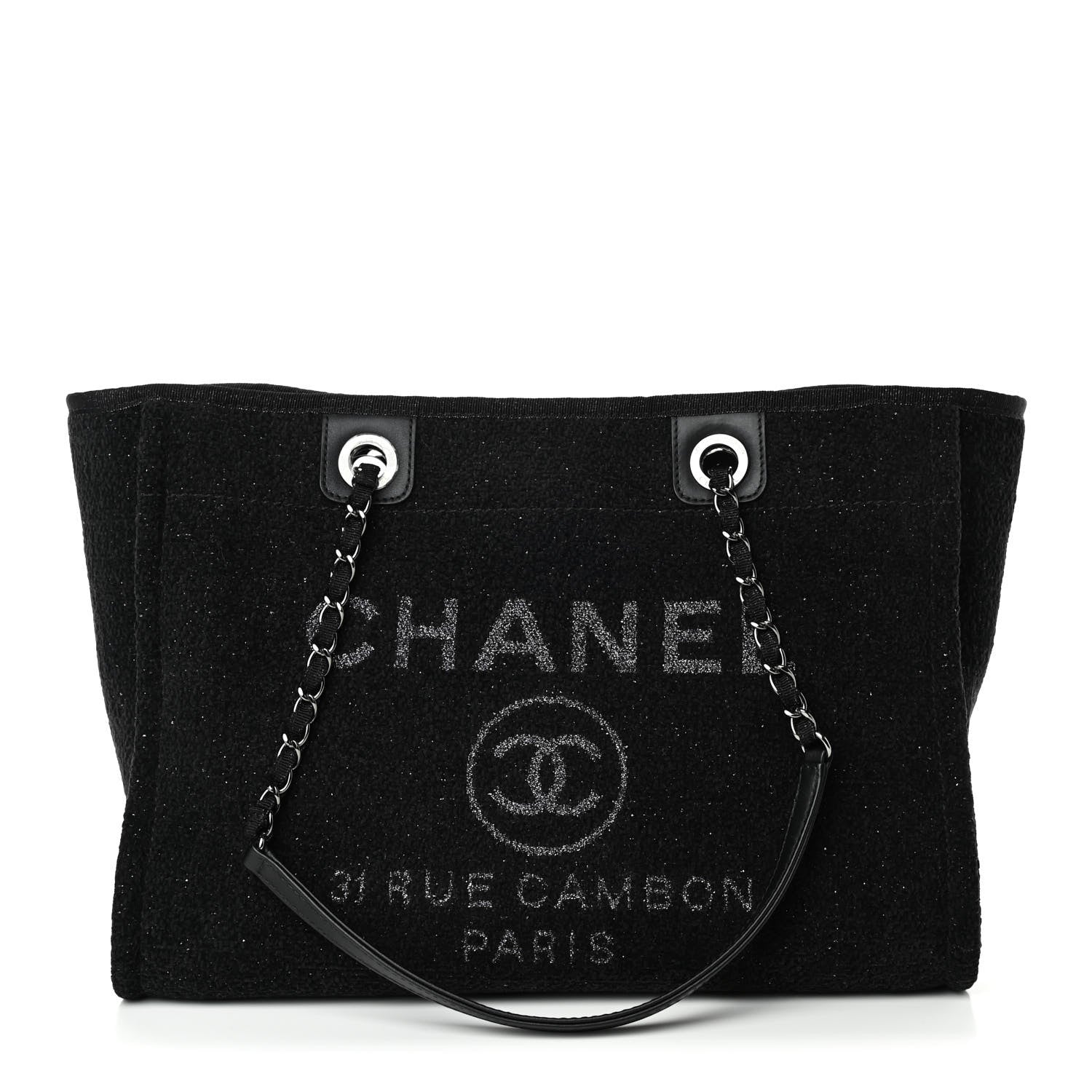 Chanel Lurex Canvas Small Deauville Tote Black 1 of 4