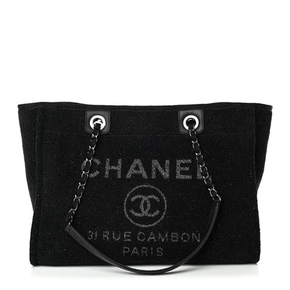 Chanel Lurex Canvas Small Deauville Tote Black 1 of 4