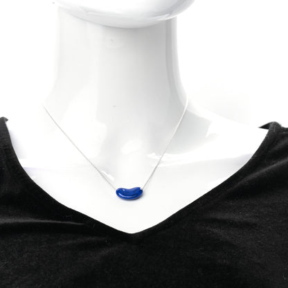 Tiffany Sterling Silver Lapis Lazuli 19mm Elsa Peretti Bean Pendant Necklace 2 of 7