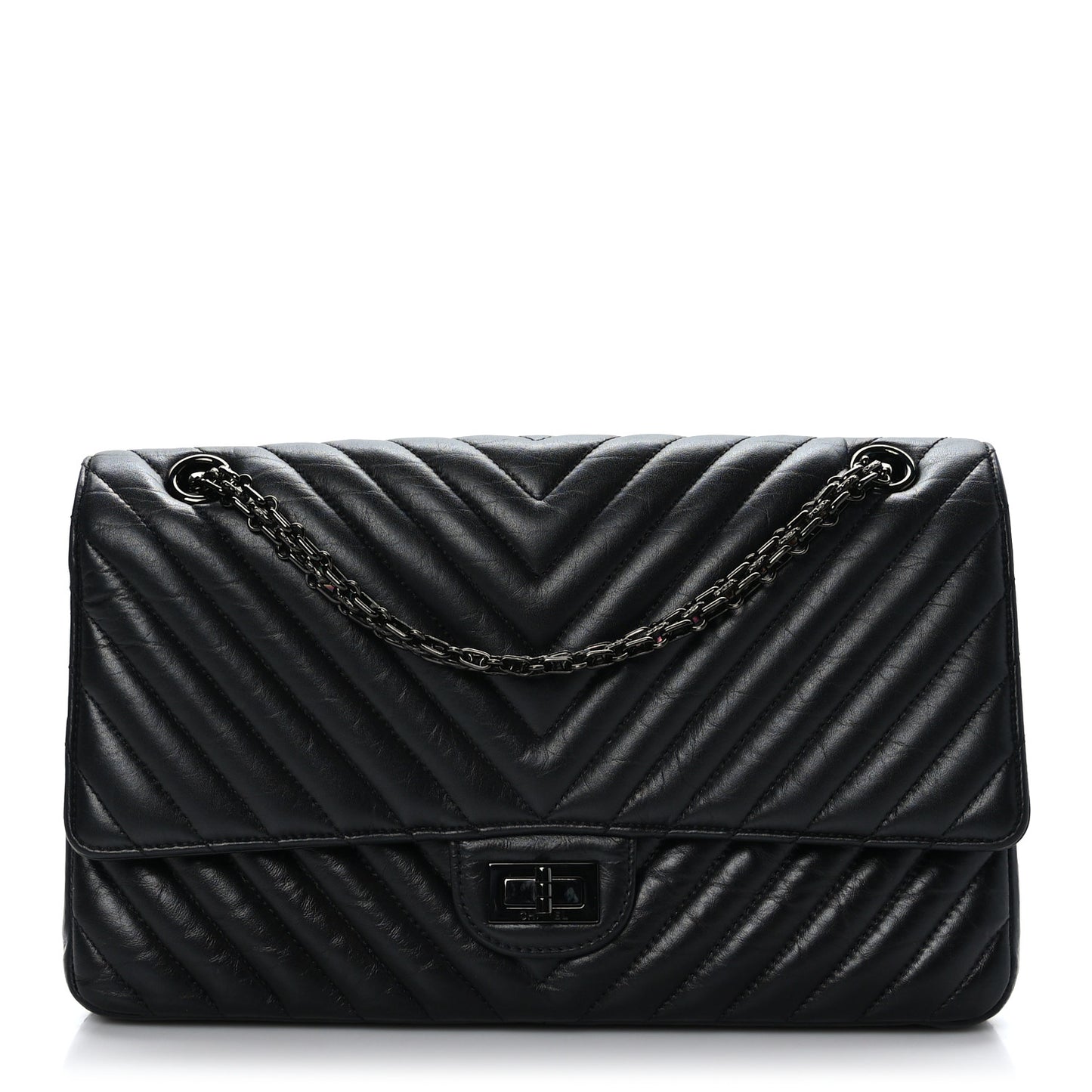 Aged Calfskin Chevron Quilted 2.55 Reissue 226 So Black