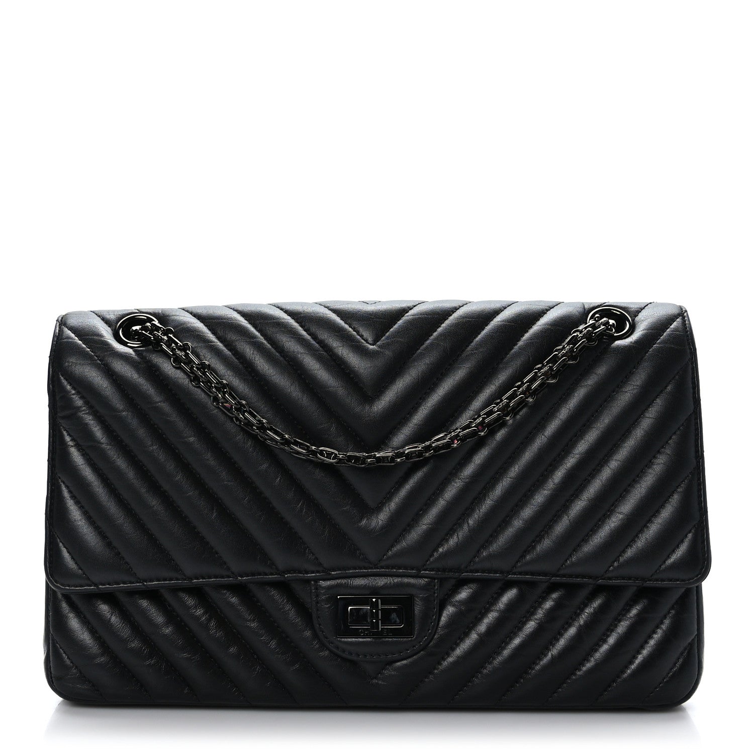 Chanel Aged Calfskin Chevron Quilted 2.55 Reissue 226 So Black 1 of 9